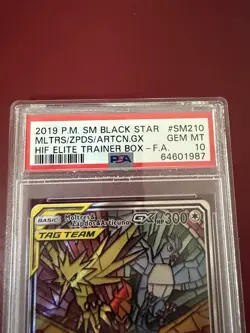 Pokemon SM Black Star Promo SM210 Moltres & Zapdos & Articuno GX PSA 10 - Image 2