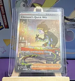 Pokemon TCG Clemont's Quick Wit 243/191 Sv08 Surging Sparks SIR Holo - Image 1