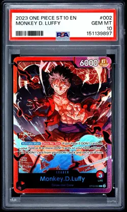 2023 ONE PIECE ULTRA DECK ST10-THE THREE CAPTAINS #002 MONKEY D. LUFFY PSA 10 - Image 1