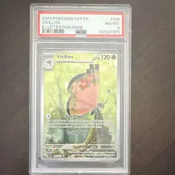 Pokemon PSA 8 2024 English SV08 Surging Sparks Vivillon 193/191 Illus Rare Holo - Image 1