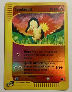 Vintage Cyndaquil Pokemon TCG Card Expedition Set 104/165 Reverse Holo LP - Image 1