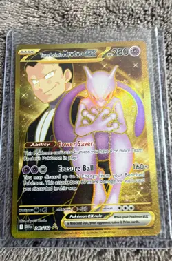 Team Rocket’s Mewtwo ex 240/182 Pokemon TCG Destined Rivals Gold Holo Card - Image 1