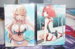 Pyra & Mythra Swimsuits Xenoblade Chronicles Sexy Waifu Textured Custom Cards - Image 1