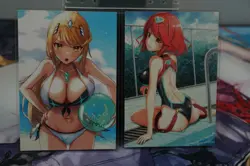 Pyra & Mythra Swimsuits Xenoblade Chronicles Sexy Waifu Textured Custom Cards - Image 2