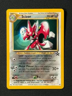 Scizor 33 Black Star Promo Pokemon League Card 2001 WOTC NM - Image 1