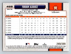 2026 Topps Yordan Alvarez Yellow Holo Foil #468 #/399 - Image 2