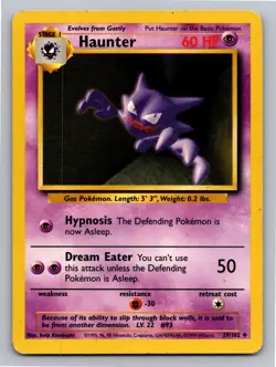 Haunter 29/102 Uncommon Base Set Unlimited Pokemon Heavily Played - Image 1