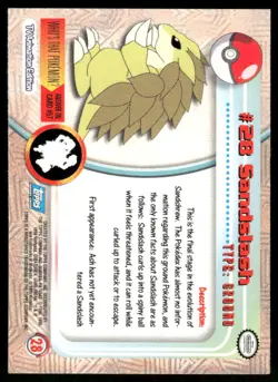 Pokemon Cards Sandslash #28 Topps Trading Cards Series 1 NM *3 - Image 2