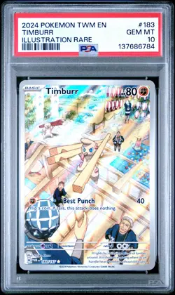 2024 POKEMON TWM EN-TWILIGHT MASQUERADE ILLUSTRATION RARE #183 TIMBURR PSA 10 - Image 1