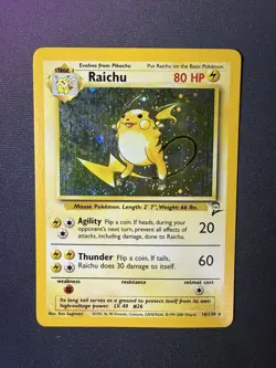 Raichu Base Set Unlimited Holo Rare Pokemon LP 14/102 - Image 1