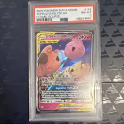 Pokemon TCG Togepi & Cleffa & Igglybuff GX 143/236 Cosmic Eclipse PSA 8 Holo - Image 1