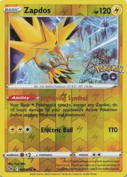Pokemon TCG Zapdos #029/078 Reverse Holo Pokemon GO NM - Image 1