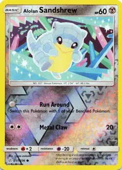 Pokemon TCG Alolan Sandshrew #137/236 Reverse Holo SM - Cosmic Eclipse NM - Image 1