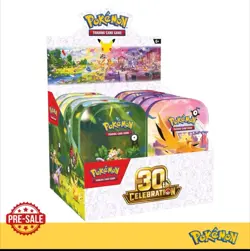 PRESALE Pokemon 30th Anniversary Mini Tin Display Factory Sealed (10 Mini Tins) - Image 1