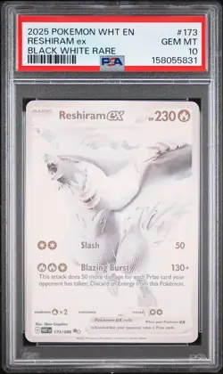 PSA 10 Reshiram EX 173/086 Black White Rare Wht En-White Flare Pokemon Card - Image 1