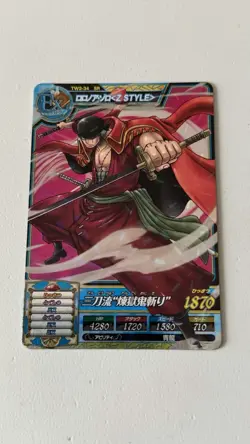 One Piece One Py Treasure World Roronoa Zoro SR TW2-34 Holo Foil Vintage Card - Image 1