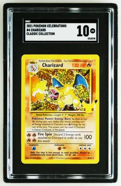 Pokemon 2021 Celebrations Charizard Holo SGC 10 Classic Coll Base Set 4/102 - Image 1