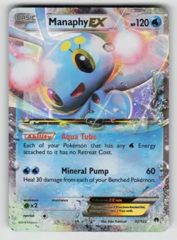 Manaphy EX 32/122 Holo EX Rare BREAKpoint Pokemon Heavily Played - Image 1