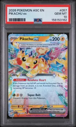 2026 Pokemon Pikachu ex Ascended Heros #057 PSA 10 GEM MT - Image 1