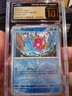 English Magikarp Cgc 10 PRISTINE Scarlet And Violet Base 044/198 Reverse Holo - Image 1