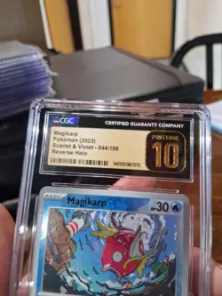 English Magikarp Cgc 10 PRISTINE Scarlet And Violet Base 044/198 Reverse Holo - Image 3