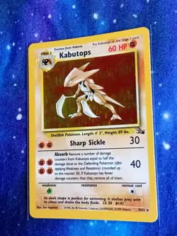 Pokemon 1999 WOTC Fossil Set Holo Card #9/62 Kabutops Rare LP (Slightly Curved) - Image 1