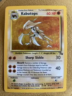 Kabutops 9/62 TCG Fossil Holo Pokemon Card Lightly Played Condition - Image 1