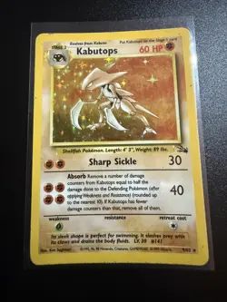 Kabutops 9/62 Fossil Pokemon TCG card Holo - LP/MP - Image 1