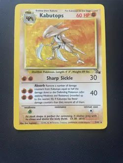 Pokemon TCG Kabutops Fossil Card 9/62 Holo - Image 1