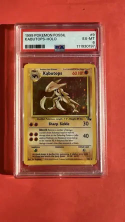 Pokemon TCG Kabutops Fossil Holo Unlimited Rare Card 9/62 PSA 6 Vintage WOTC - Image 1