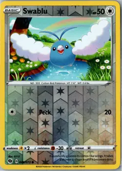 Swablu Champion's Path 048/073 Common Reverse Holo LP - Modern Pokemon Card - Image 1