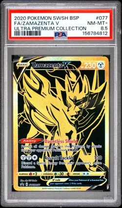 2020 POKEMON SWSH BLACK STAR PROMO #077 FULL ART/ZAMAZENTA V PSA 8.5 - Image 1