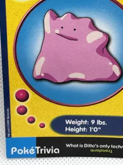 LP Ditto #132 Burger King UNPERFORATED Poke Trivia Card 1999 Pokemon Clean! - Image 4