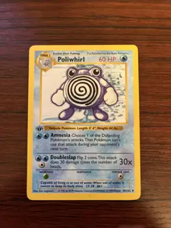 Pokemon Poliwhirl 38/102 Base Set 1st Edition Shadowless WOTC LP - Image 1