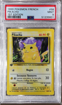 1999 Pokemon FRENCH 1st Edition Base Set Pikachu 58/102 PSA 9 MINT - Image 1