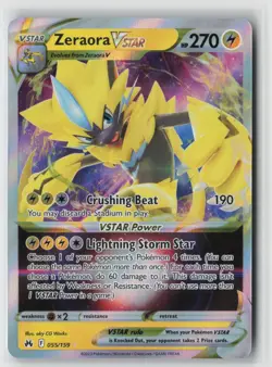 Zeraora VSTAR 055/159 Holo VSTAR Rare Crown Zenith Pokemon Near Mint - Image 1
