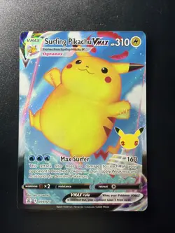 Surfing Pikachu VMAX 009/025 Holo VMAX Rare Celebrations Pokemon MP - Image 1