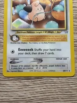 Pokemon TCG Cleffa 20/111 Neo Genesis Rare Unlimited Regular Lightly Played - Image 3