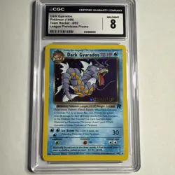 1999 Pokemon Team Rocket League Prerelease Dark Gyarados 8/82 Holo CGC 8 NM - Image 1