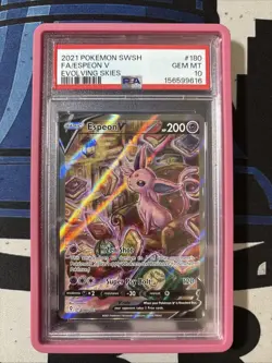 Pokemon 2021 Evolving Skies Espeon V 180/203 Alt Art Full Art Holo PSA 10 - Image 1