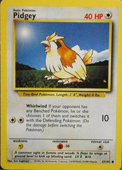 1999 Pokemon TCG - Pidgey - Base Set - Uncommon Card - 57/102 - Image 4