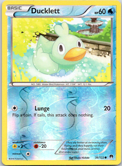 Pokemon Ducklett 36/122 BREAKpoint Common Reverse Holo NM TCG - Image 1