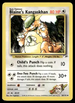 Blaine's Kangaskhan 36/132 Uncommon Gym Heroes Pokemon Unlimited LP - Image 1