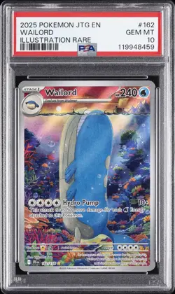 2025 POKEMON JTG EN-JOURNEY TOGETHER ILLUSTRATION RARE #162 WAILORD PSA 10 - Image 1