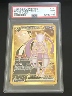 2025 Pokemon Dri En-Destined Rivals #240 Rocket's Mewtwo Ex Hyper Rare PSA 9 - Image 4
