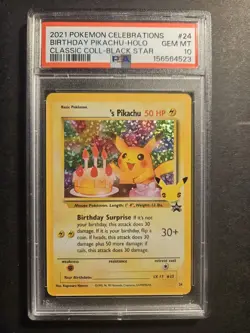 2021 Pokemon Celebrations Birthday Pikachu #24 PSA 10 GEM MINT Holo Promo - Image 1