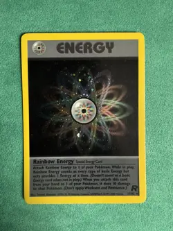 Rainbow Energy 17/82 Unlimited Holo Rare Team Rocket Pokemon LP - Image 1