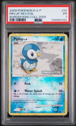 Piplup Reverse Holo 93/130 Burger King Collection 2008 Pokemon PSA 1 - Image 1