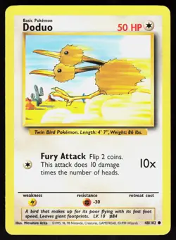 Doduo 48/102 1999 Common Base Set Unlimited Pokemon - Image 1