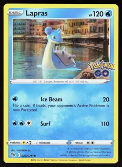 Lapras 023/078 2022 Holo Rare Pokemon GO Pokemon - Image 1